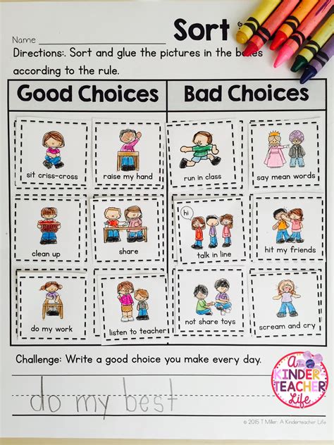 making good choices worksheets for first grade